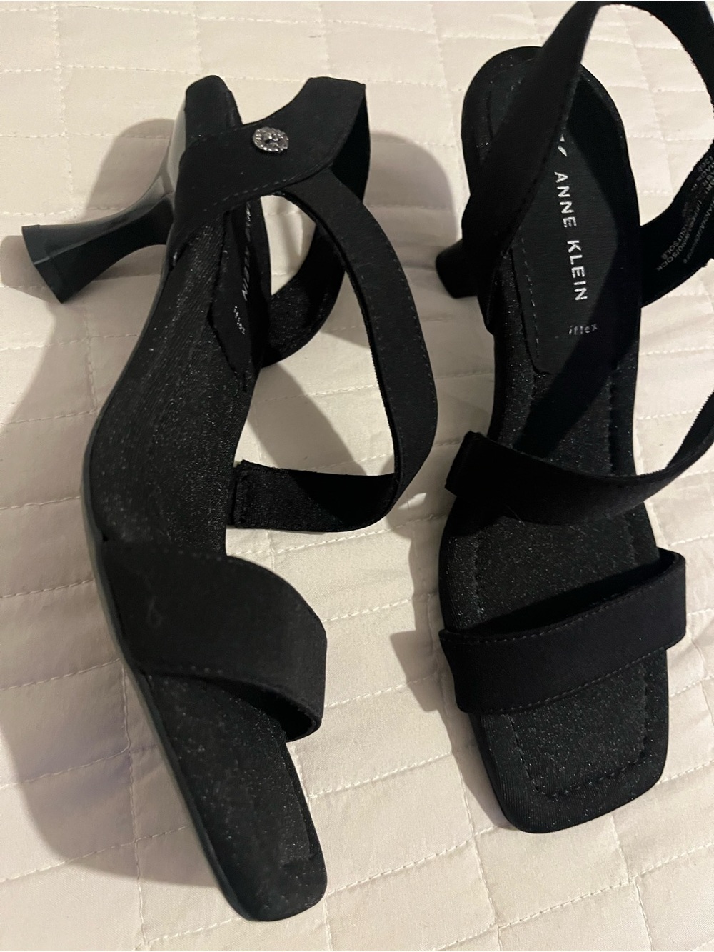 Anne Klein Black Strappy Slingback Heels